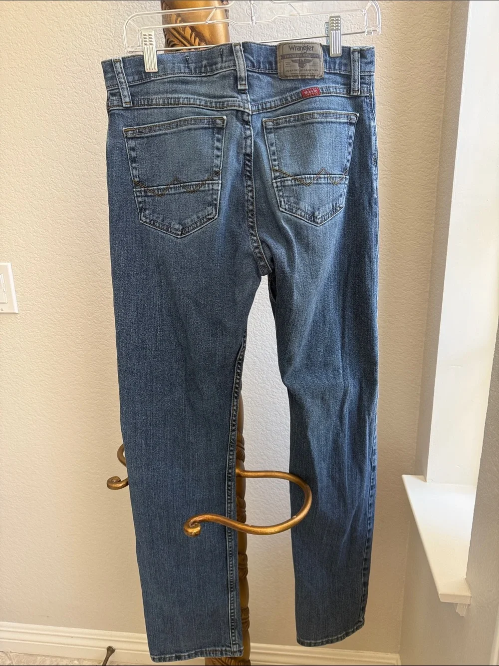 Wrangler Slim Straight Jeans Men's Medium Wash Blue Cotton Blend 30x32